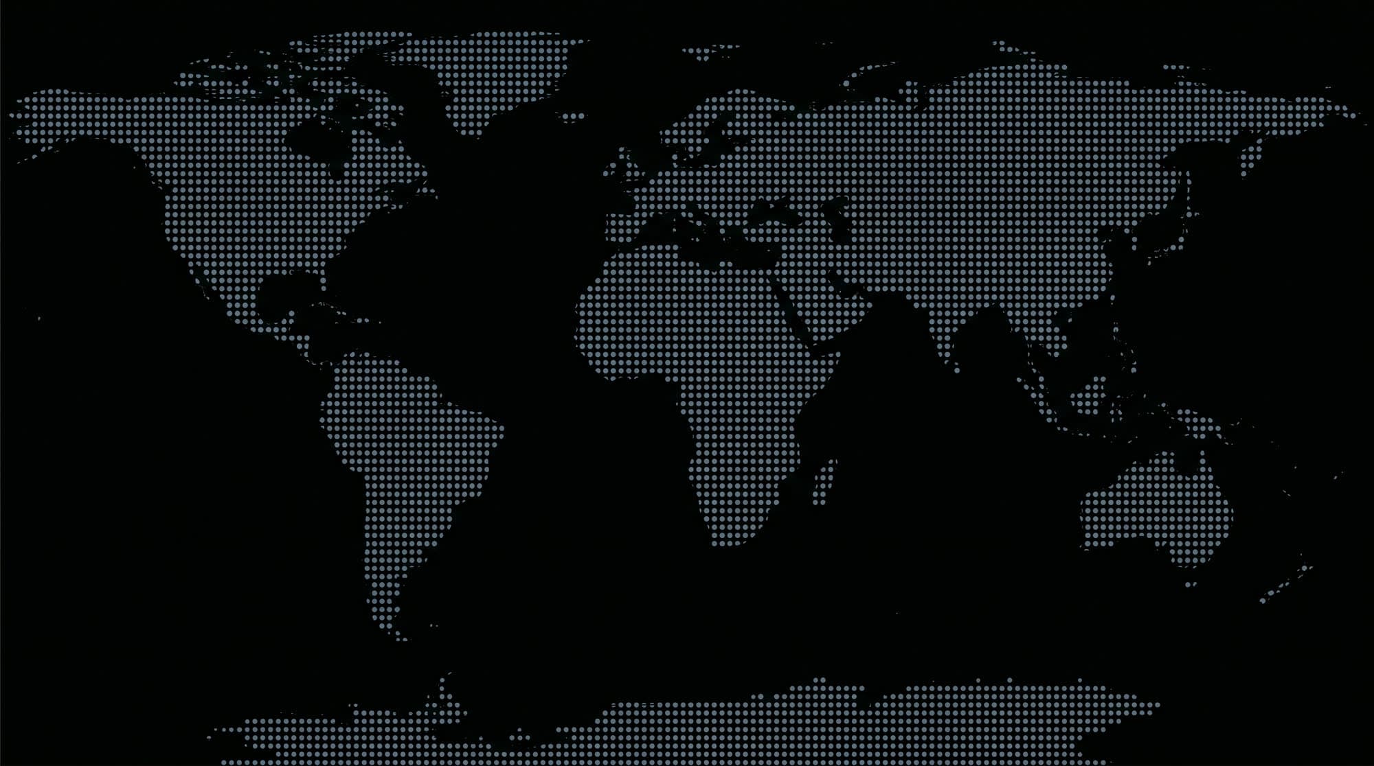 Mapa de cobertura global EYE BAG: 198+ países